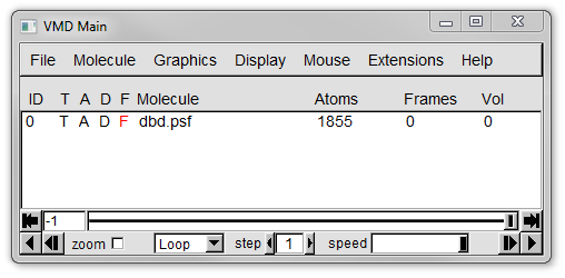 Figure 12a: Main window with dbd.psf loaded.