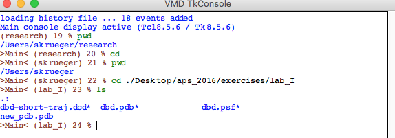 Figure 19: Navigation in Tk Console Window
