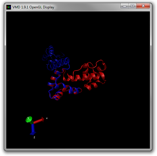 Figure 16: Open GL window showing two molecules as cartoons.